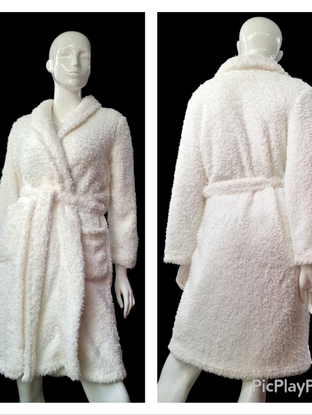 Ulta Beauty Plush Shawl Collar Robe - Cream - Picture 10 of 10